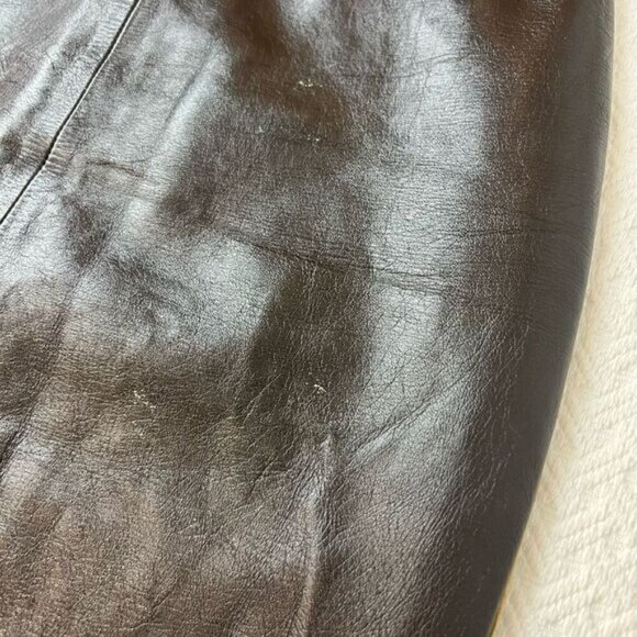 Vintage Marisa Minicucci Women’s Small Dark Chocolate Brown Leather Skirt Italy - Picture 2 of 15